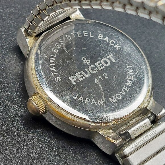 Peugeot Ladies Two-Tone Quartz Watch Japan Movt Stretch Band Runs Great - Picture 6 of 7